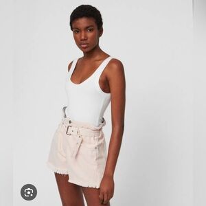 All Saints White Ribbed Tank Bodysuit